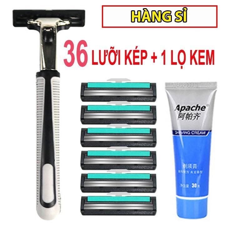 [SHOP MỚI - GIÁ SỈ]SET DAO CẠO RÂU + 36 ĐẦU DAO THAY THẾ (Tặng kèm tuýp kem cạo râu) - dao cạo râu đa