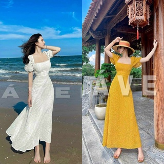Đầm maxi xốp dáng dài cổ vuông ChemMix thiết kế siêu xinh cho nàng đi biển, dự tiệc, dạo phố