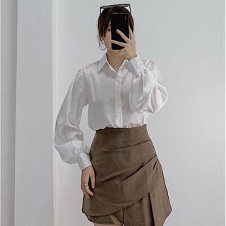 Áo sơ mi lụa tay phồng