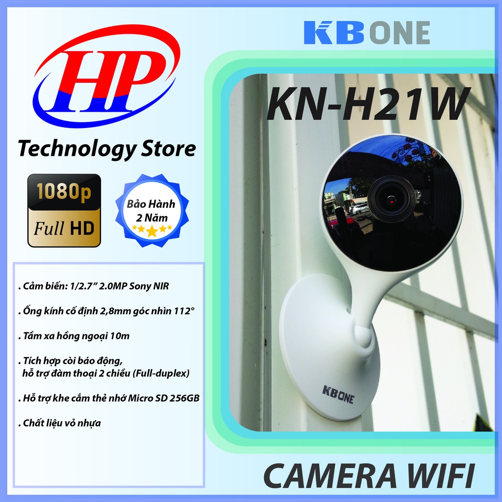 Camera IP WiFi KBONE KN-H21W 2.0 Megapixel, Tích Hợp Còi Báo Động, Đàm Thoại 2 Chiều, Hàng chính hãng