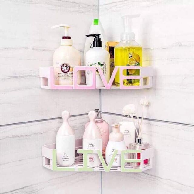 [ SALE TƯNG BỪNG]  Kệ góc nhựa nhà tắm LOVE hít chân không.