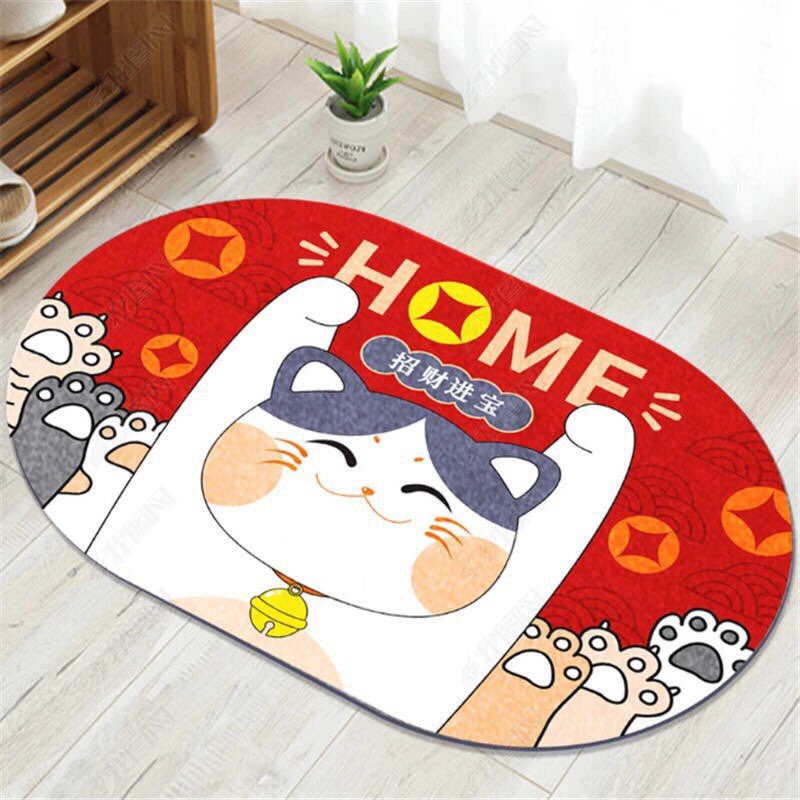 (40 X 60cm )THẢM CHÙI CHÂN LÔNG MỊN MÈO LUCKY KUTE