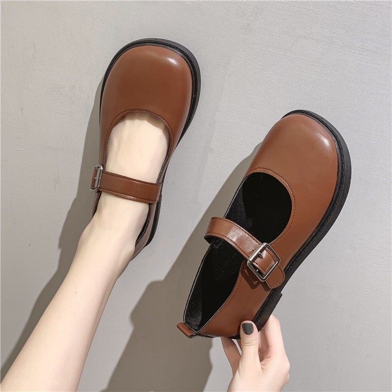 Giày Da Đế Bằng Kiểu Retro Anh Thiết Kế Dễ Thương Cho Nữ | BigBuy360 - bigbuy360.vn