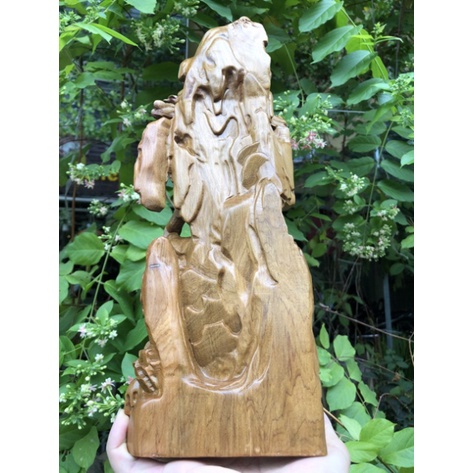 Tượng phật bà quan âm bằng gỗ cao 35cm
