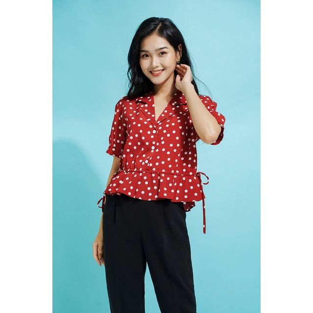 Sơ mi kiểu nữ, voan họa tiết, thun eo, dịu dàng và nữ tính, hàng thiết kế cao cấp TK Fashion - SMK757