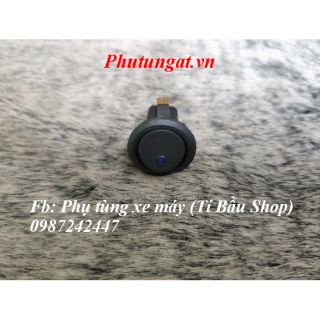 Công tắc tròn đen có đèn led màu xanh - 12v