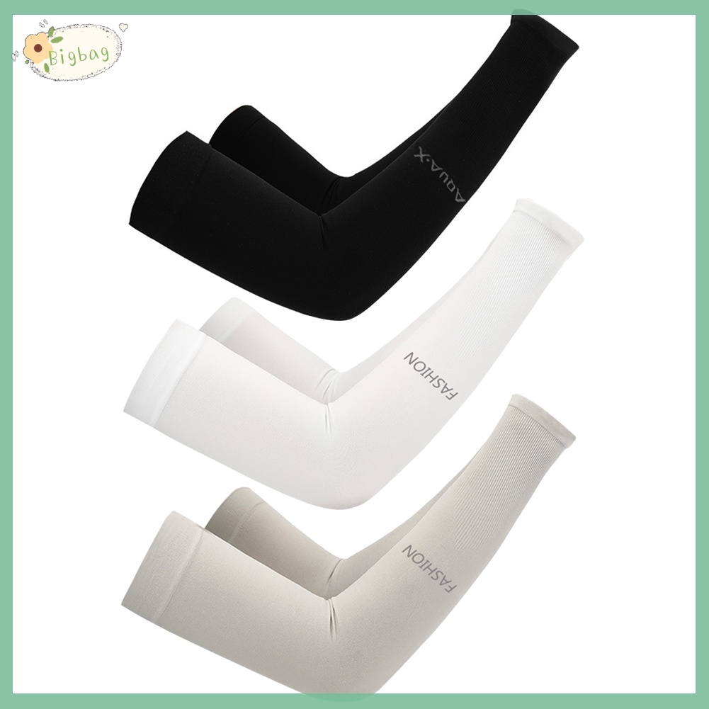 Đôi găng cánh tay lụa lạnh che nắng làm mát bảo vệ chống tia UV chạy bộ thể thao xe đạp ngoài trời thời trang unisex