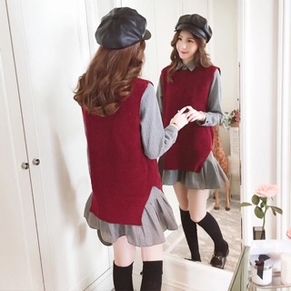 [ORDER] Set váy sơmi form xoè và gile len
