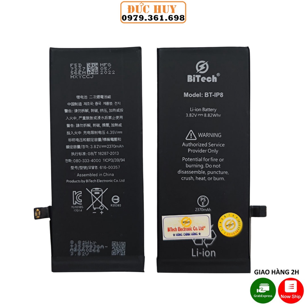 Pin IP8 Dung Lượng Cao BiTech BT-IP8 ( 2370 mAh ) - Tặng bộ vít mở + siu dán pin