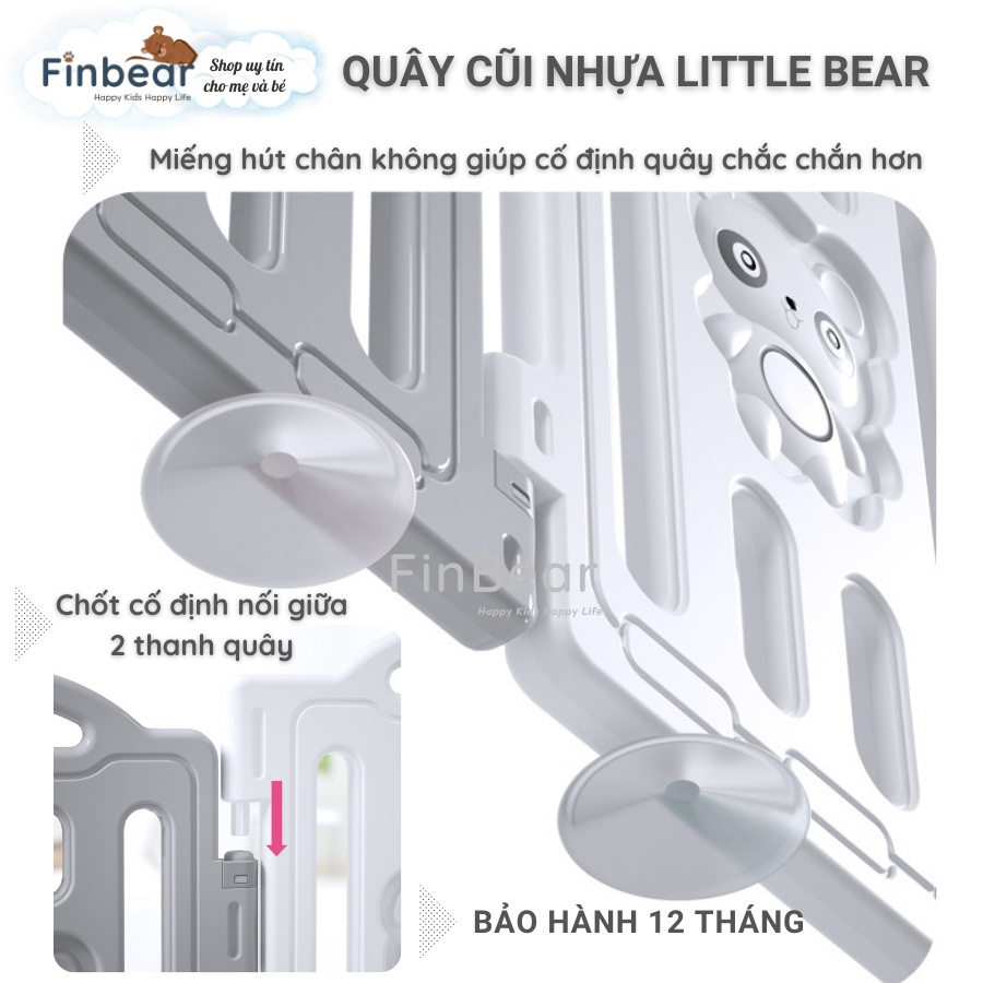 Quây Cũi Nhựa Little Bear Bộ 8+2 10+2 12+2 14+2 16+2, Cũi nhựa an toàn cho bé FINBEAR