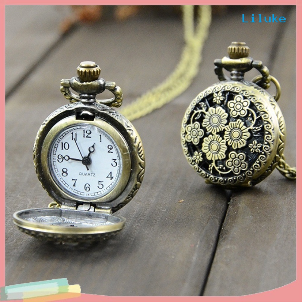 Đồng hồ bỏ túi hình bông hoa phong cách retro thời trang xinh xắn cho nữ