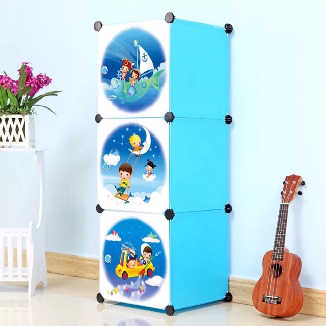 Tủ nhựa quần áo lắp ghép 3 ô sâu 47cm. Tủ hoàn thiện lắp cao 110cm rộng 37cm sâu 47cm. Bh 12 tháng
