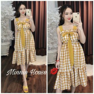 Đầm dây caro đuôi cá