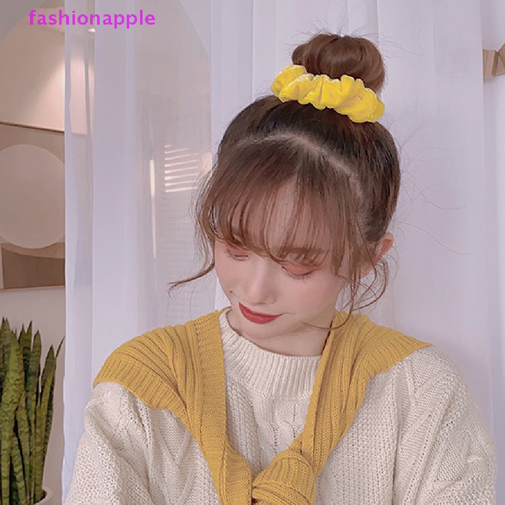 Dây Buộc Tóc Vải Nhung Co Giãn Màu Trơn Xinh Xắn