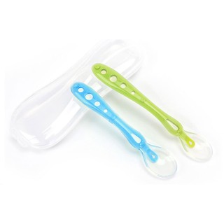 Bộ 2 thìa silicon cho bé có hộp đựng sạch sẽ