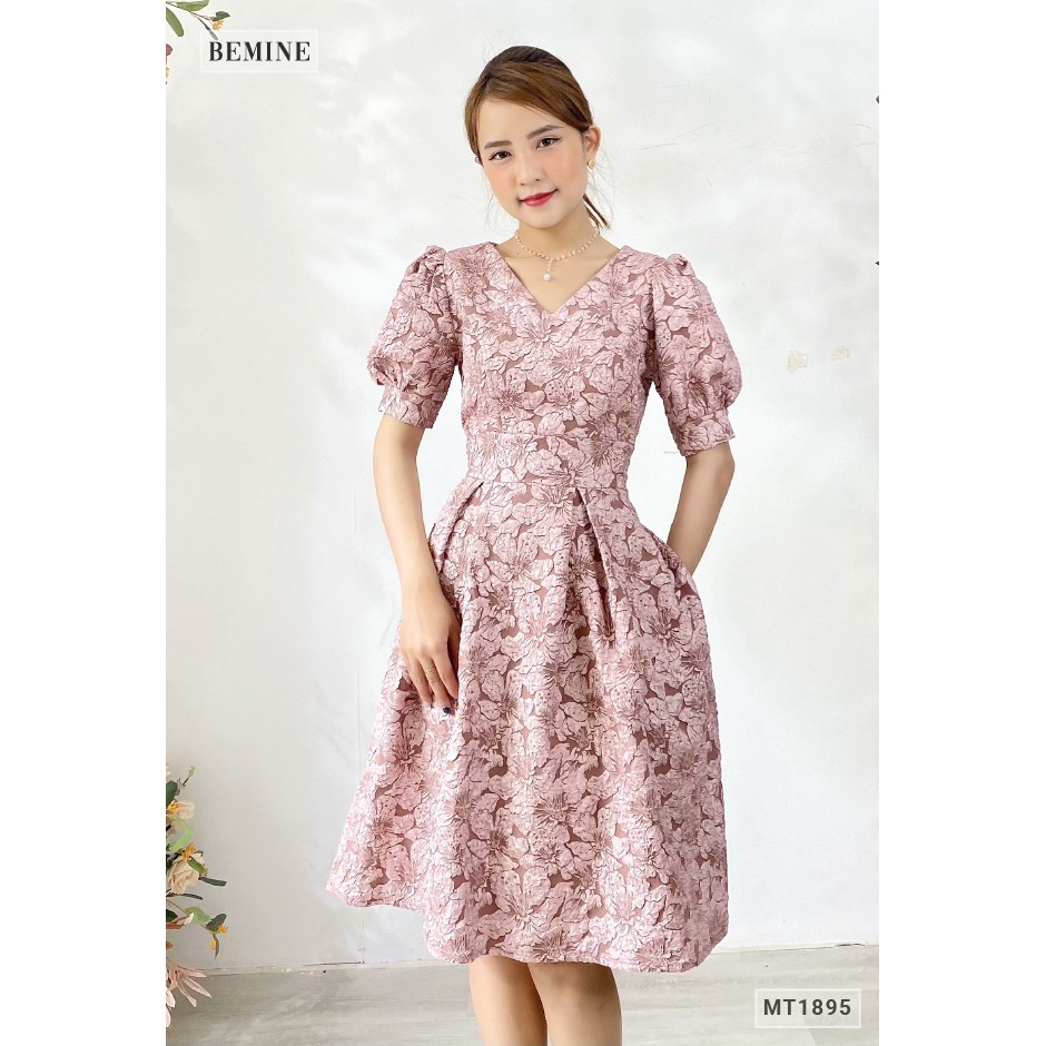 Đầm xòe tapta cổ tim BEMINE MT1895HONG | BigBuy360 - bigbuy360.vn