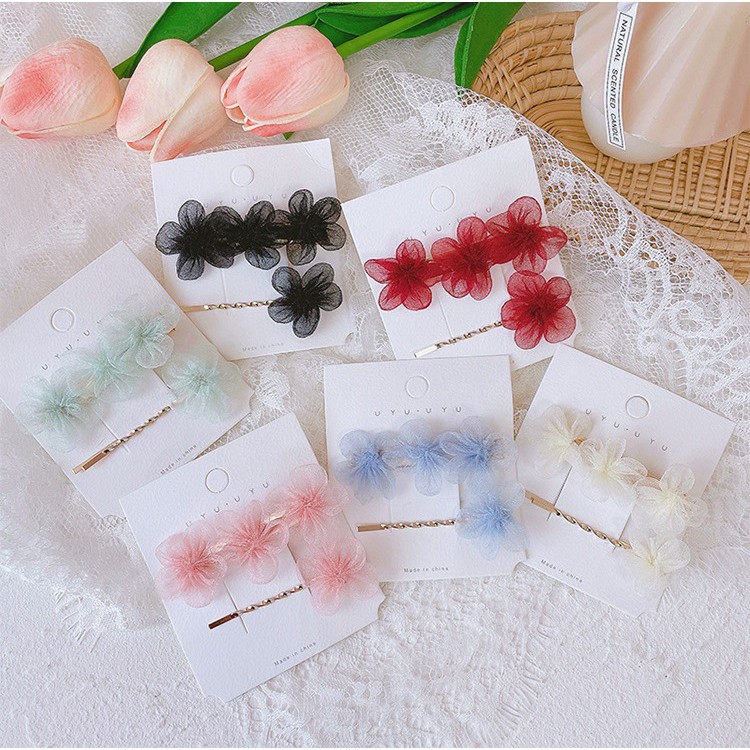 [Mã FAMARAL1 giảm 10K đơn 50K]Combo 2 kẹp hoa vải trơn màu tiểu thư KEP15