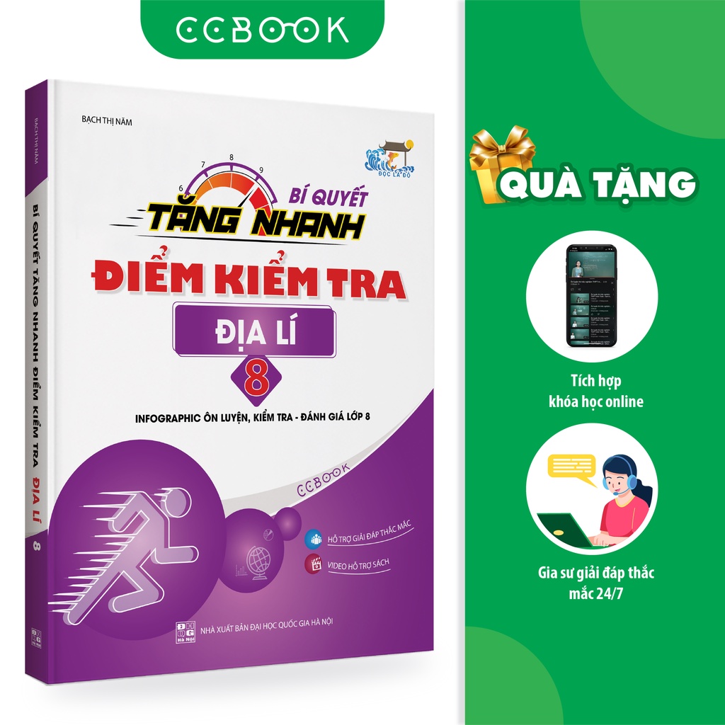 Sách - Bí quyết tăng nhanh điểm kiểm tra Địa lí 8 - Tham khảo lớp 8 - Chính hãng CCbook