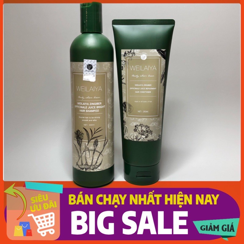 Bộ gội xả Gừng Hà Thủ Ô Weilaiya ngăn rụng, giúp mọc tóc (tặng kèm mini test)