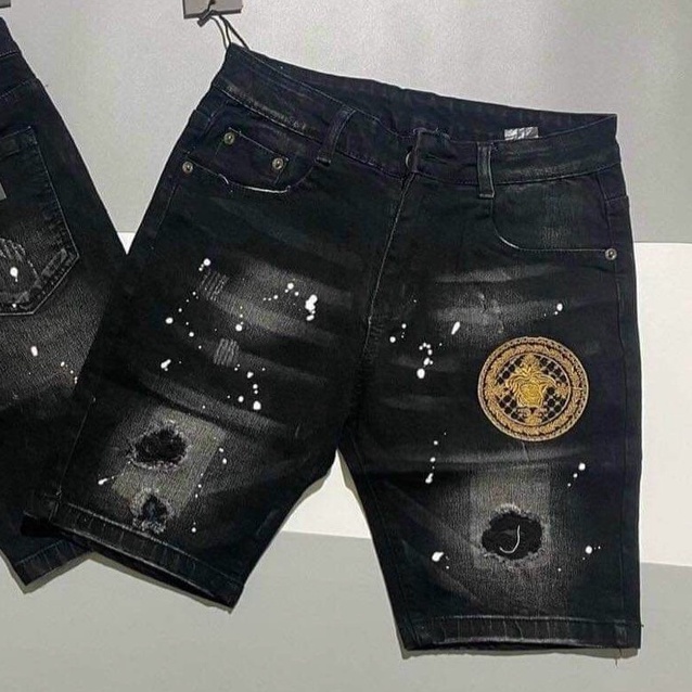 quần bò jean nam ngắn đen rách thêu logo nhiều mẫu đẹp mới nhất,vải jean dày mềm kiểu dáng trẻ trung7
