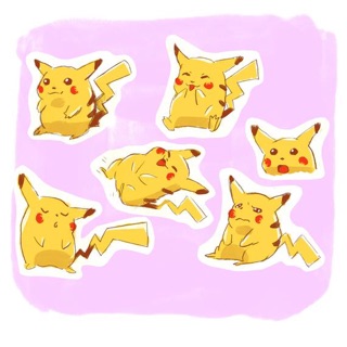 Sticker picachu 30 cái ép lụa khác nhau có đề can bóc dán