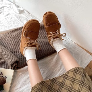 Giày da lộn buộc dây lót lông siêu ấm