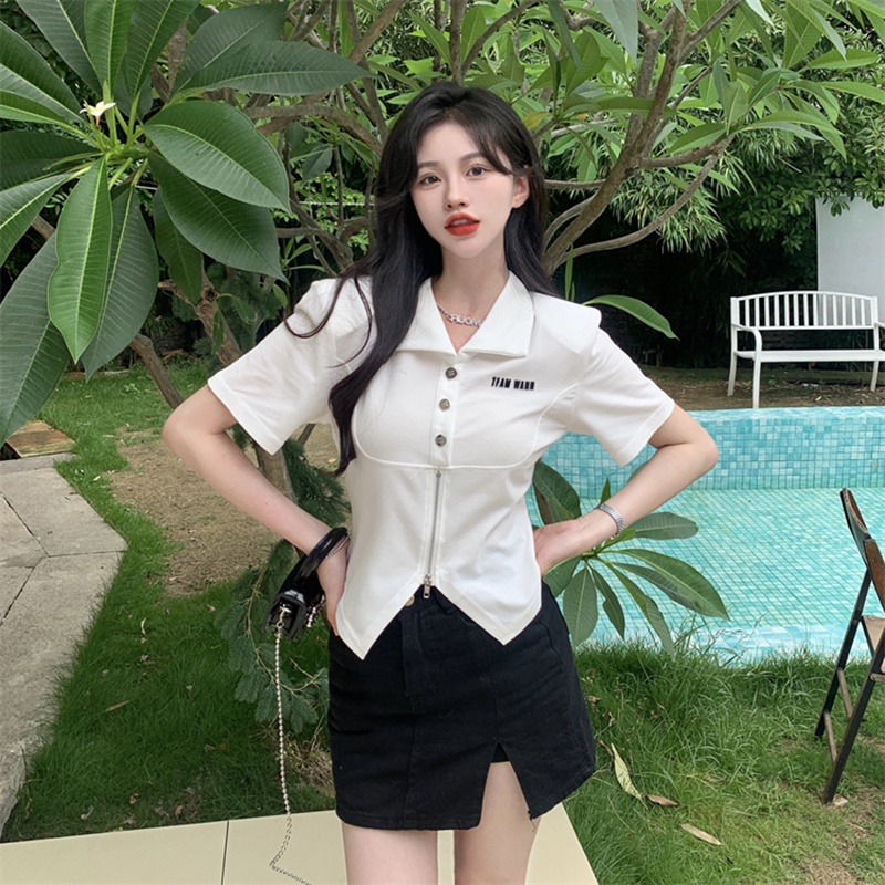 Áo Thun Tay Ngắn Cổ POLO Phong Cách Hàn Quốc Thời Trang Cho Nữ