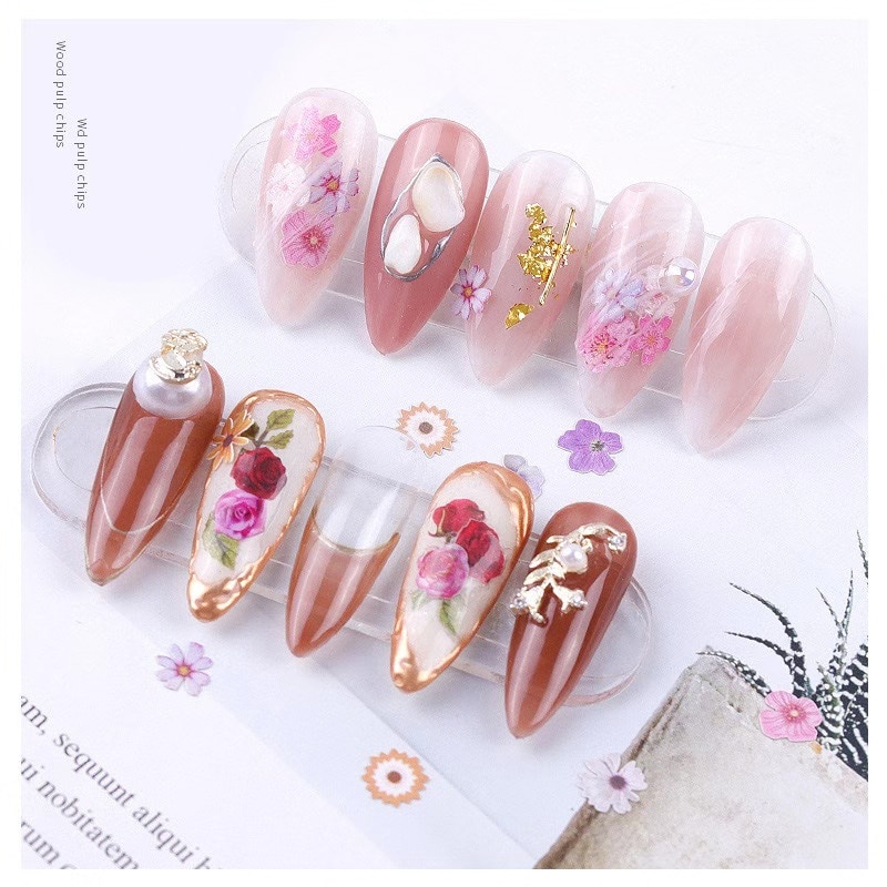 Hoa Giả 3D Đính Kim Sa Trang Trí Móng Tay