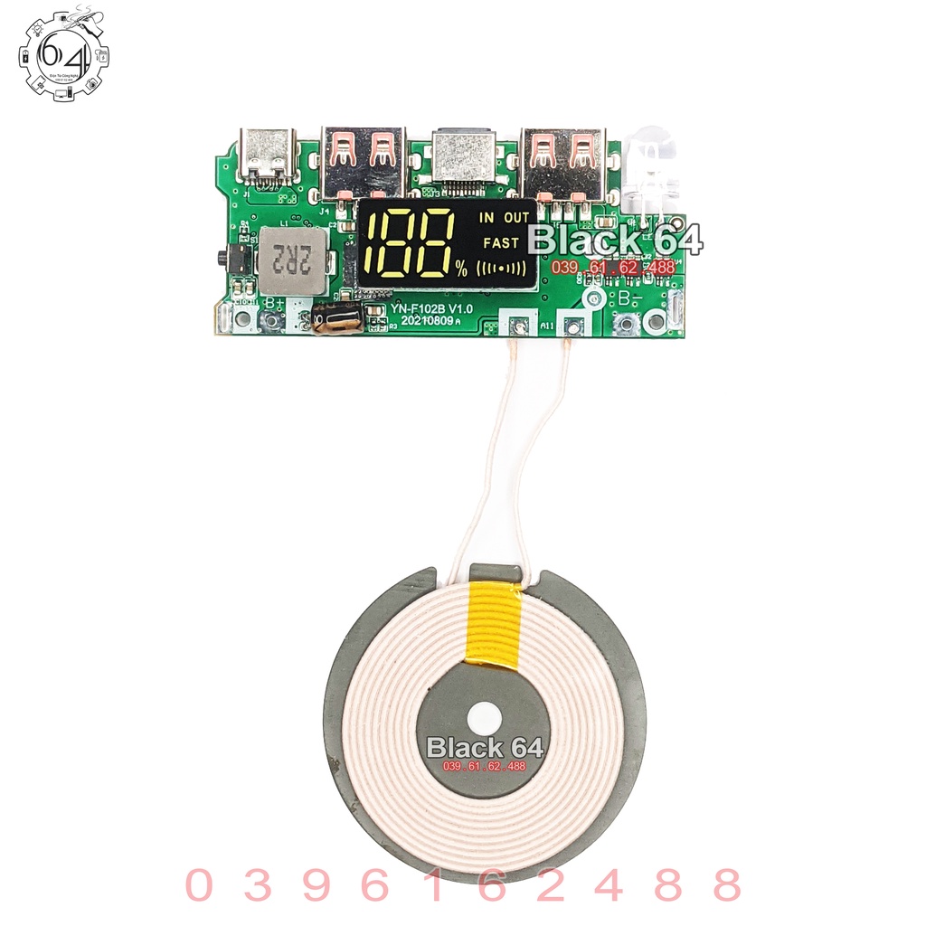 Mạch sạc dự phòng sạc nhanh tích hợp sạc không dây QC 3.0 PD 3.0 22 W