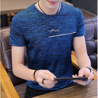 Áo thun ngắn tay cổ tròn cao cấp hè 2019 ATN05-Xanh