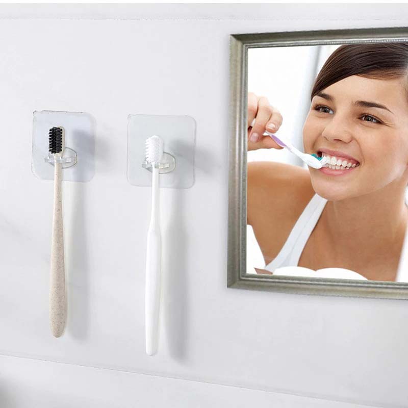 Giá đỡ bàn chải đánh răng dán tường trong suốt tiện dụng