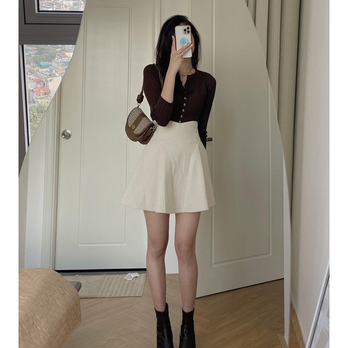 Chân váy ngắn chất nhung tăm dáng xoè- Ảnh thật sản phẩm | BigBuy360 - bigbuy360.vn