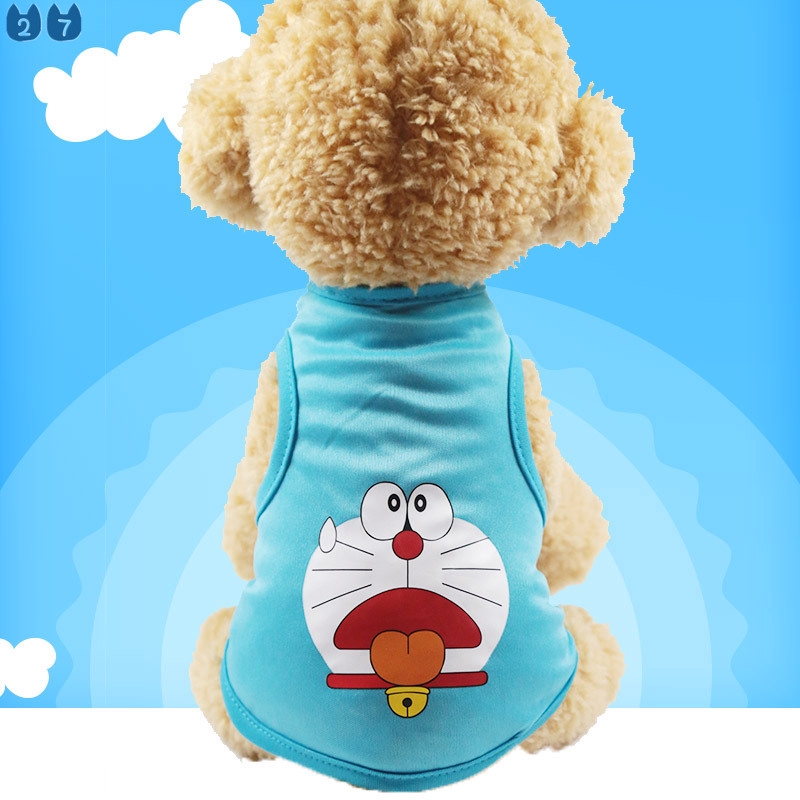Áo thun mềm mại in họa tiết hoạt hình thời trang hè dễ thương cho thú cưng