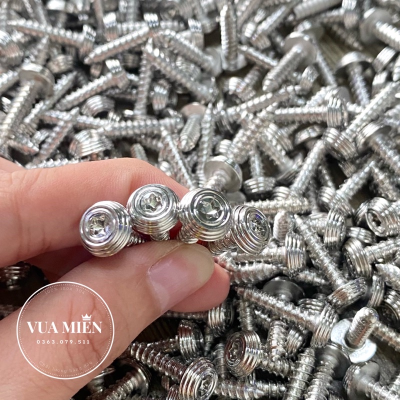 Ốc kiểu 4li15 xoắn mẫu Thái Vua Miên inox 304 chuyên gắn áo các dòng xe