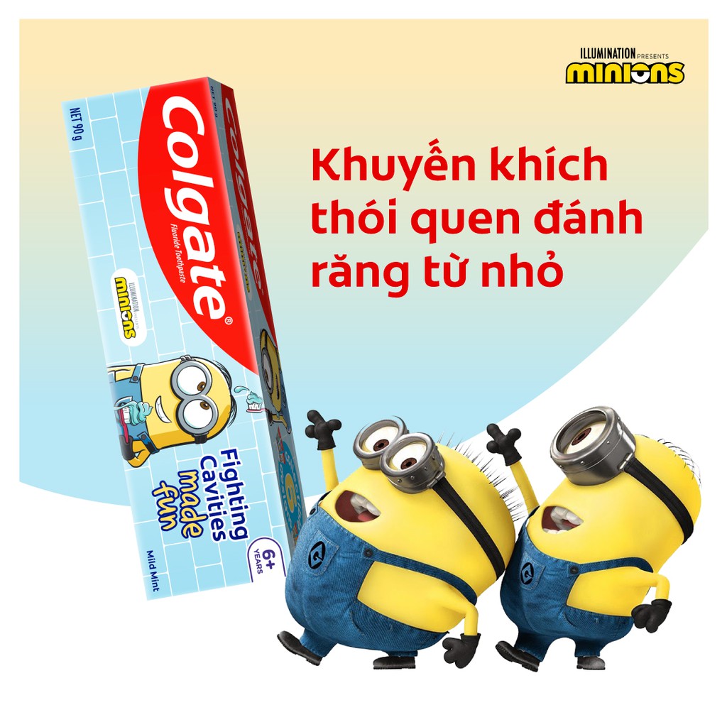 [Mã FMCGCO5 giảm 8% đơn 250K] Bộ 2 kem đánh răng 90g và bàn chải Colgate cho trẻ em Minion