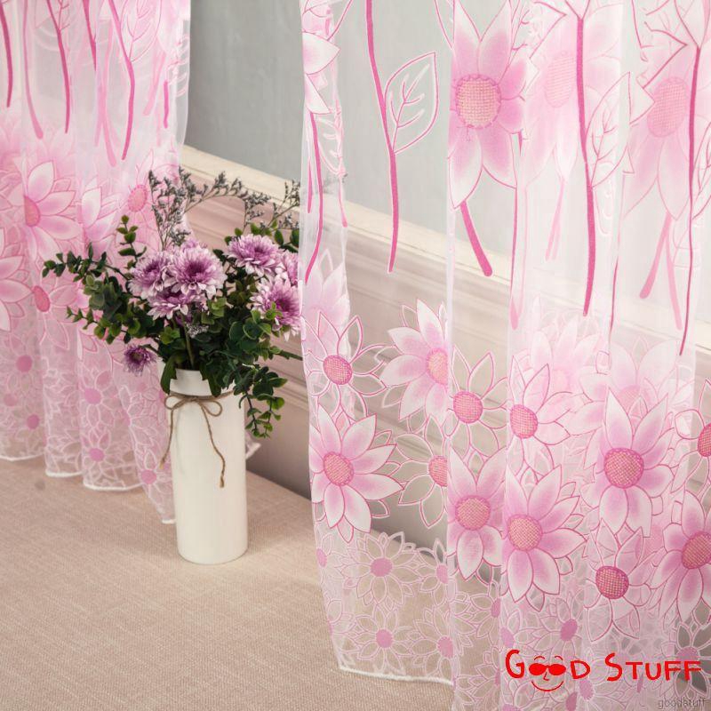 Rèm cửa sổ in hoa bằng vải tulle