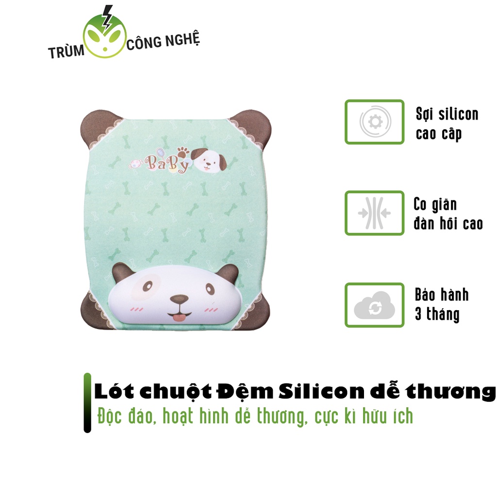 Lót Chuột Đệm Silicon Mềm Mại Chống Đau Mỏi Cổ Tay Họa Tiết In Hình 3D Dễ Thương