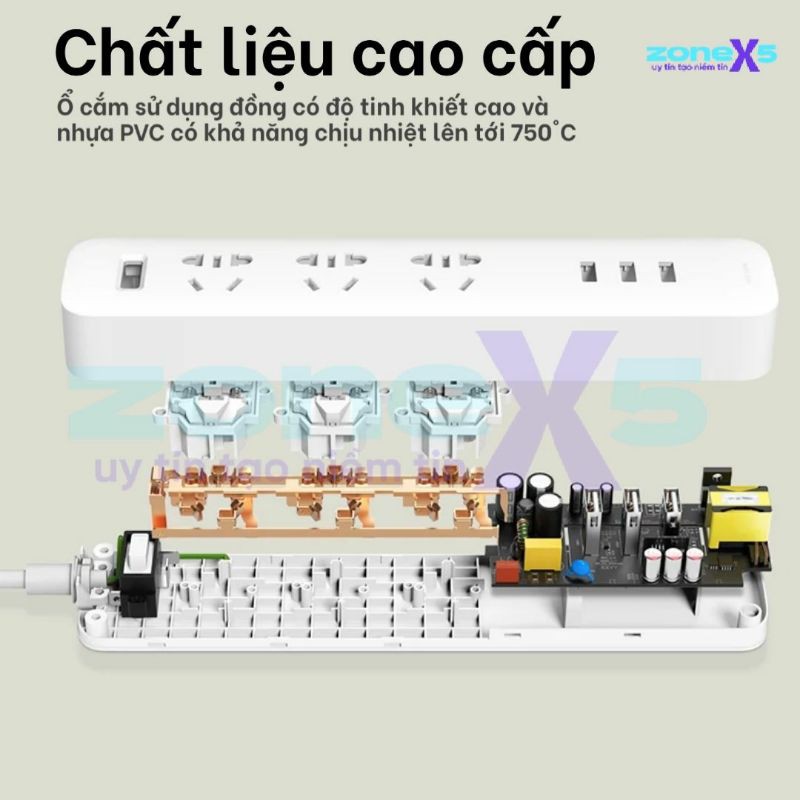 [CHÍNH HÃNG] Ổ cắm điện Xiaomi Mi Power Strip - Ổ điện Xiaomi 3 cổng USB sạc nhanh 2A