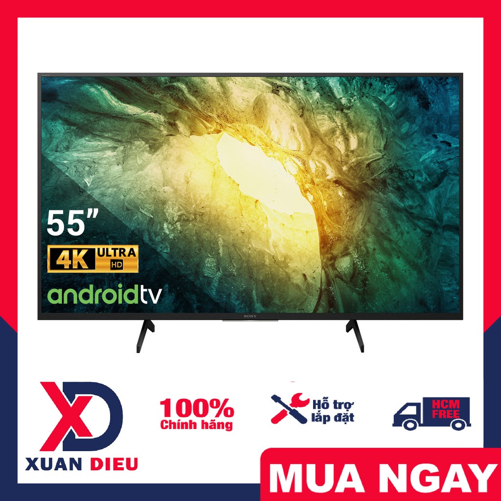 Android Tivi Sony 4K 55 inch KD-55X7500H - Remote tích hợp micro Ứng dụng:YouTube, Netflix.. Giao miễn phí HCM