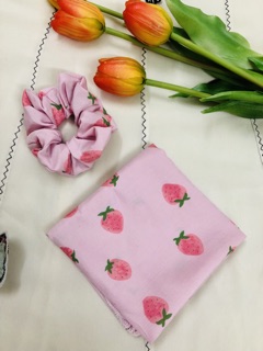 Set Khăn banada + Srunches (Có bán lẻ) mẫu đào