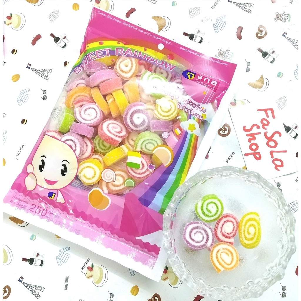 Kẹo dẻo Thái Lan JELLY JONGKOL 55g /250g/300g 🇹🇭 hương hoa quả vị chua ngọt bánh kẹo bar jelly gummy rainbow marshmallow