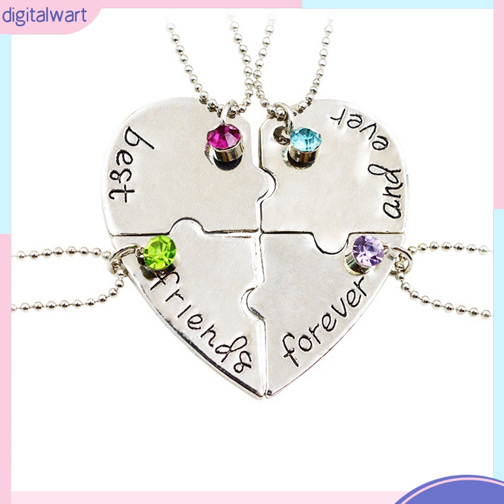 Set 4 Dây Chuyền Mặt Kim Loại Ghép Hình Khắc Chữ Best Friend Forever And Ever