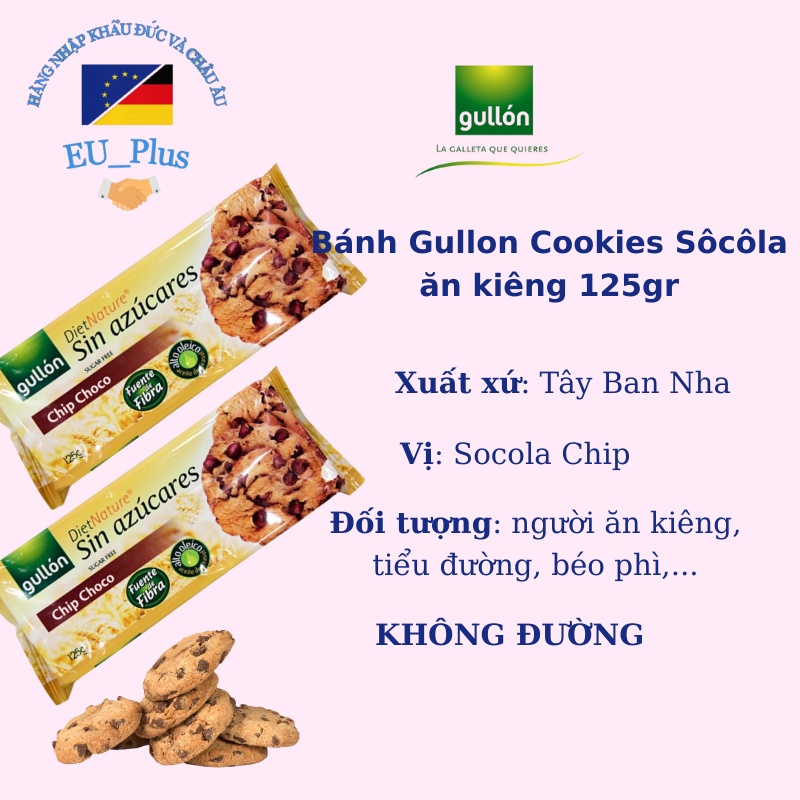 BÁNH GULLON COOKIES SÔCÔLA ĂN KIÊNG 125G - Tây Ban Nha