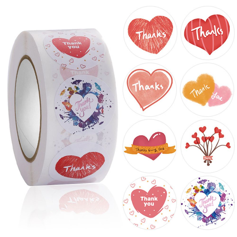 Cuộn 500 nhãn dán hình trái tim trang trí hộp quà Valentine