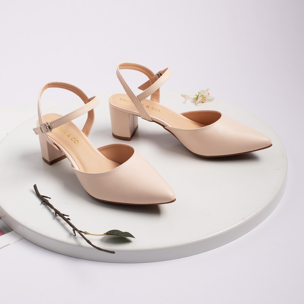 Giày cao gót mũi nhọn phối dây hở gót cao 5cm EK001