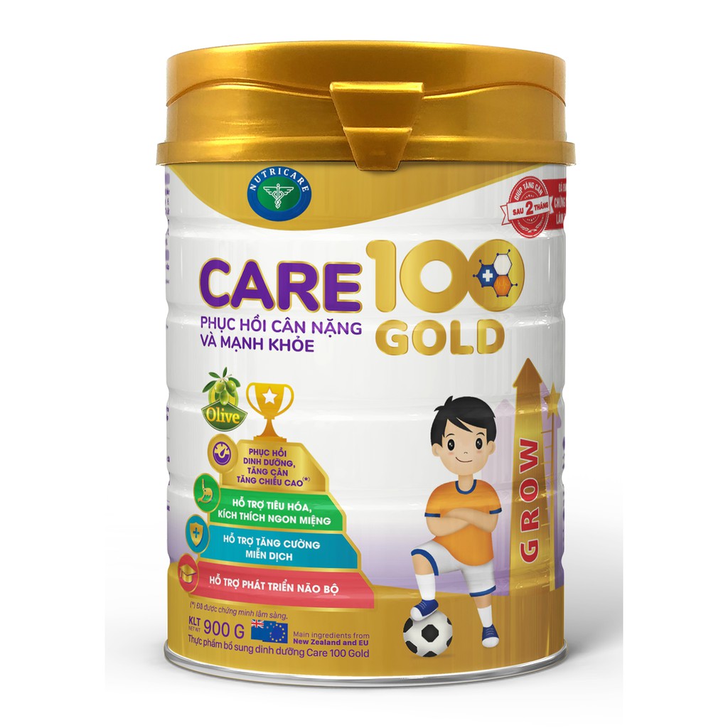 Combo 2 lon Sữa Nutricare Care 100 Gold cho trẻ biếng ăn suy dinh dưỡng (900g/lon)