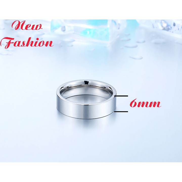 Nhẫn trơn inox canh vuông bản 6mm siêu đẹp, không đen, không gỉ - Tặng hộp đựng xinh xắn