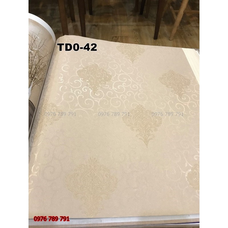 Giấy Dán Tường Hoa Văn Quả Trám Đẹp, Sang Trọng Cho Phòng Khách, Lụa Không Keo, Khổ 10m x 53cm