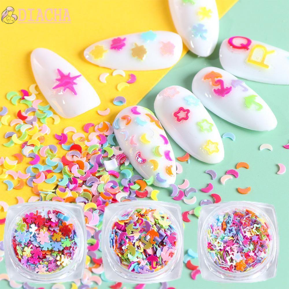 [Hàng mới về] Hộp kim tuyến nhiều màu sắc và kiểu dáng 3D lấp lánh trang trí móng tay DIY dễ thương