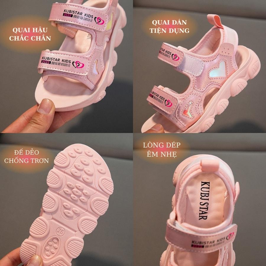 Giày sandal bé gái đi học màu hồng dép quai hậu  thoáng khí êm phù hợp cho trẻ em nữ đi học đi chơi SG73